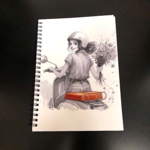 Super Cute Vespa Girl Spiral Notebook New